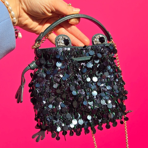 Anya Hindmarch Frog Sequin Crossbody Bag – Brand New, Won on Let’s Make a Deal! - Picture 6 of 9